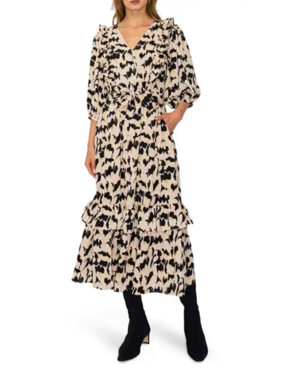 Melloday Ruffle Floral Midi Dress Size Medium